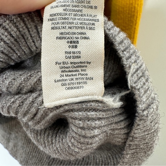 Free People Ribbed Colorblock Turtleneck Sweater - Blue, Gray, and Yellow S - Picture 5 of 10